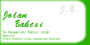 jolan bakcsi business card